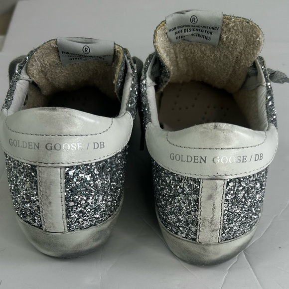 Golden Goose Silver Glitter Sneakers with Black Star - Picture 10 of 16